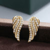 Nowoczesne kolczyki Leaf Pave — złote