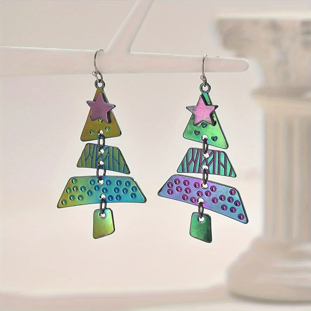 Kolczyki Wisące Choinka Metal Mieszany