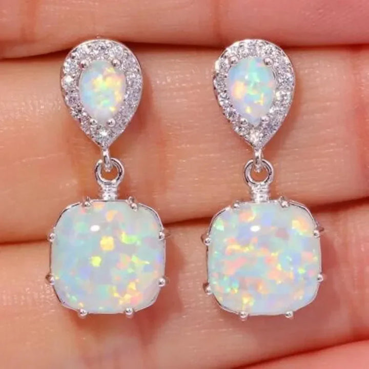 Kolczyki Vintage Opal Biały
