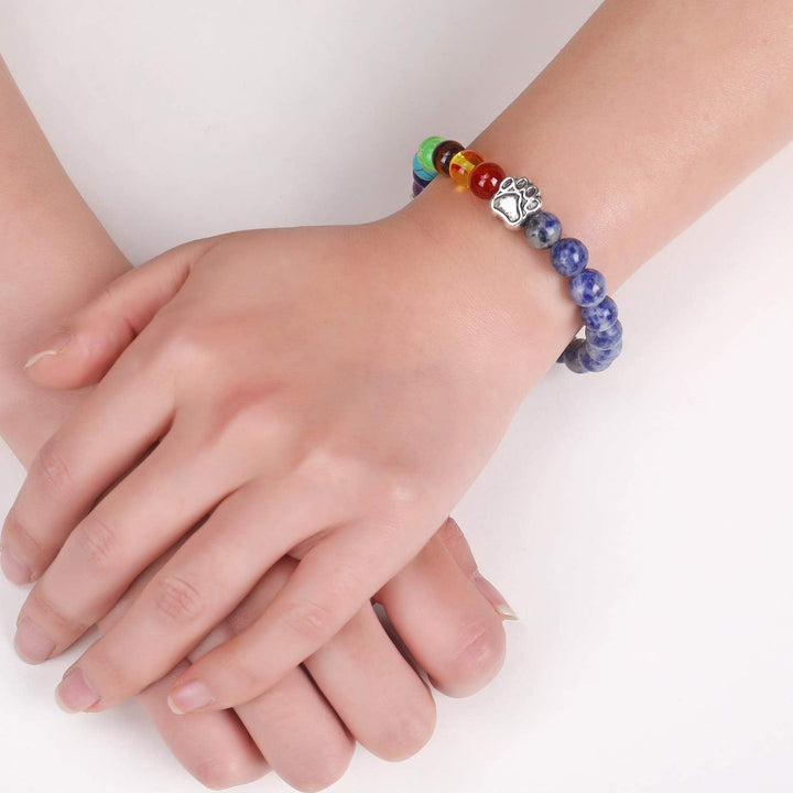 Bransoletka Pamiątkowa Rainbow Bridge – Prezent z 7 Koralikami Czakr na Stratę Zwierzęcia