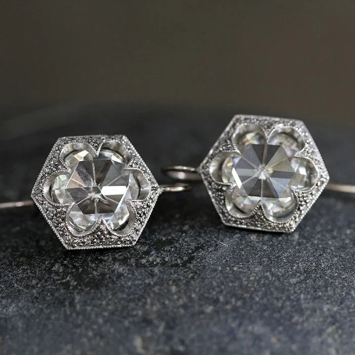 Kolczyki Okrągłe Szkło Białe