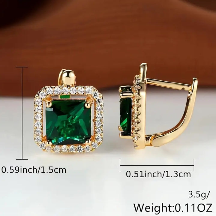 Kolczyki Złote Cyrkon Zielony