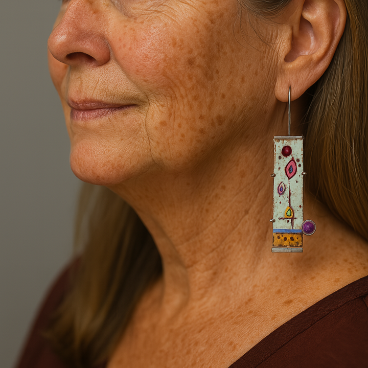 Kolczyki Vintage Emalia Stara