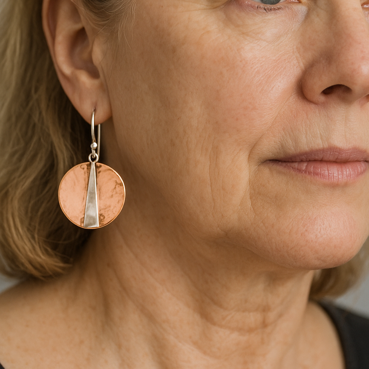 Kolczyki Vintage Okrągłe Różowy Błyszczący