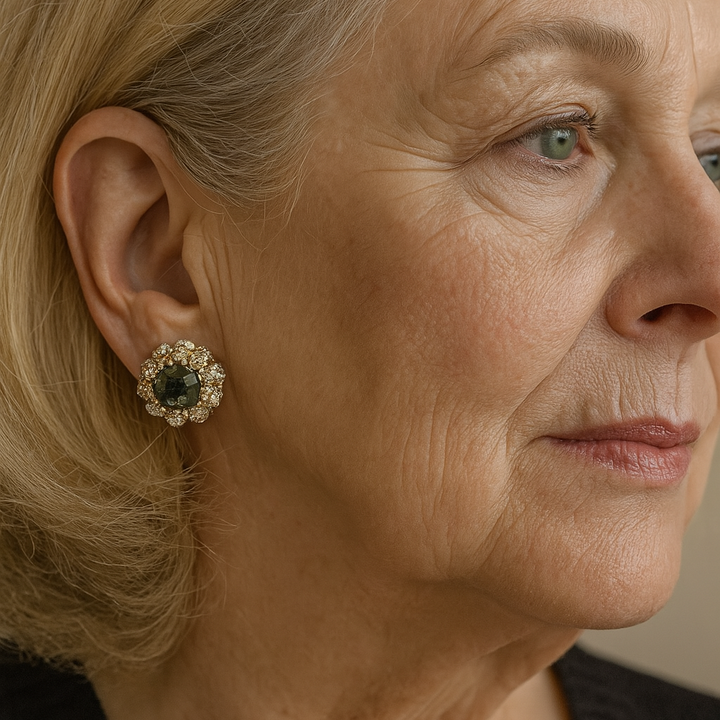 Kolczyki Okrągłe Zielone Błyszczące