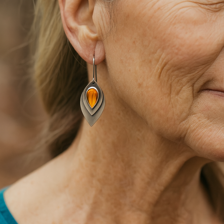 Kolczyki Vintage Srebro Pomarańczowy