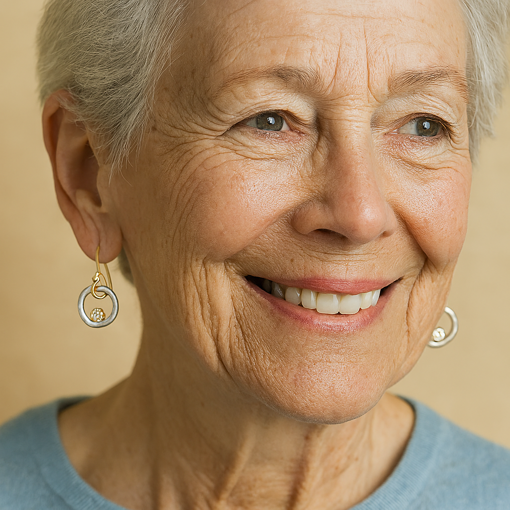 Vintage Kolczyki Złoto i Srebro z Cyrkoniją