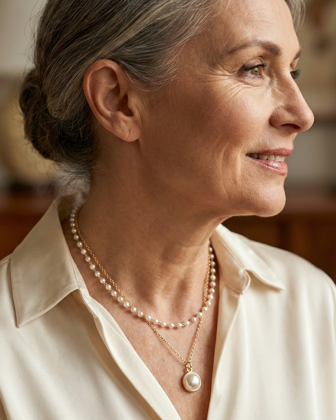 Elegancki naszyjnik perłowy w złocie