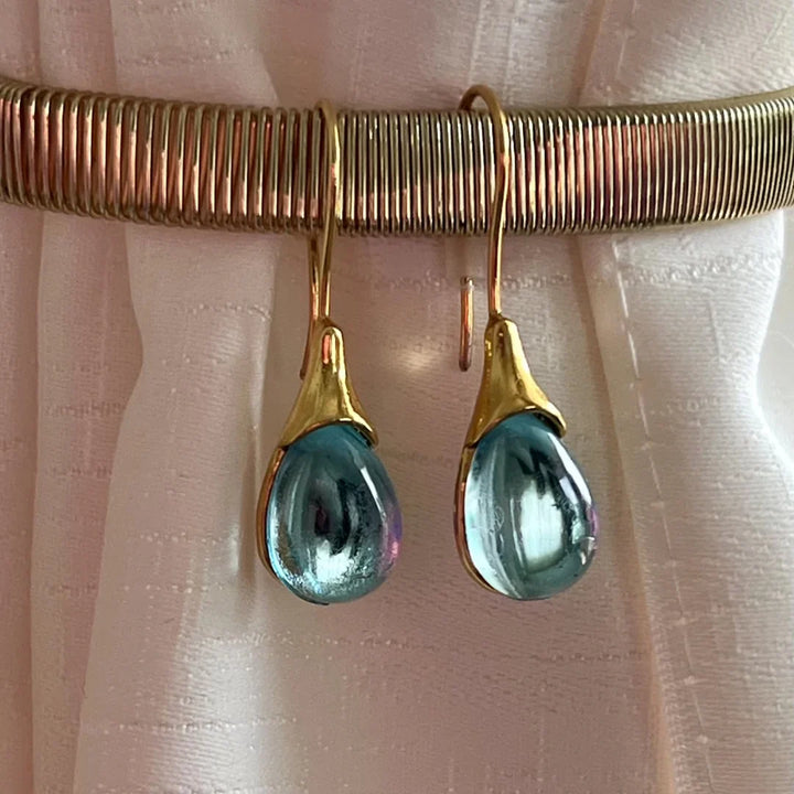 Kolczyki Okrągłe Zielone Błyszczące