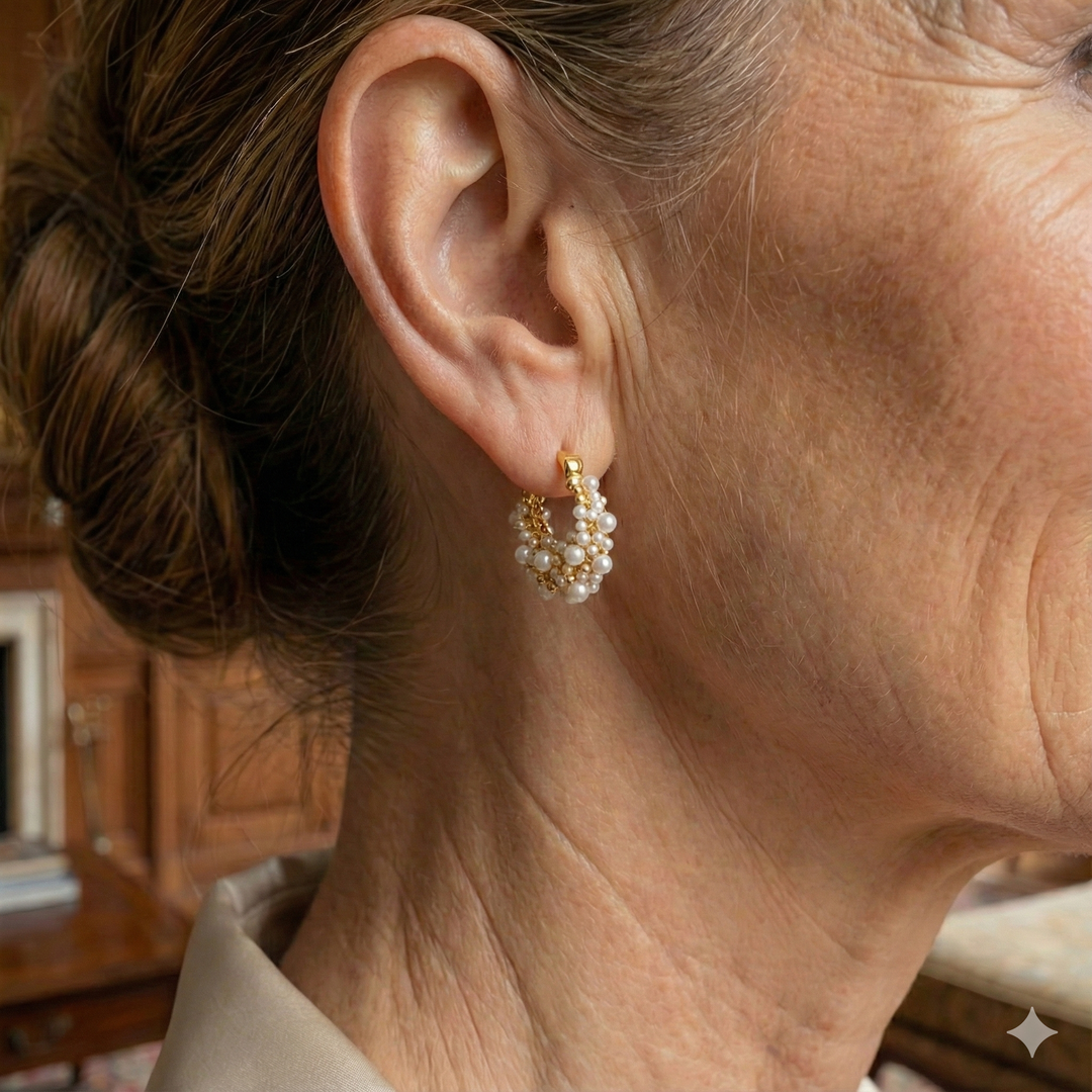 Kolczyki Koła w Vintage Designie ze Złota i Pereł