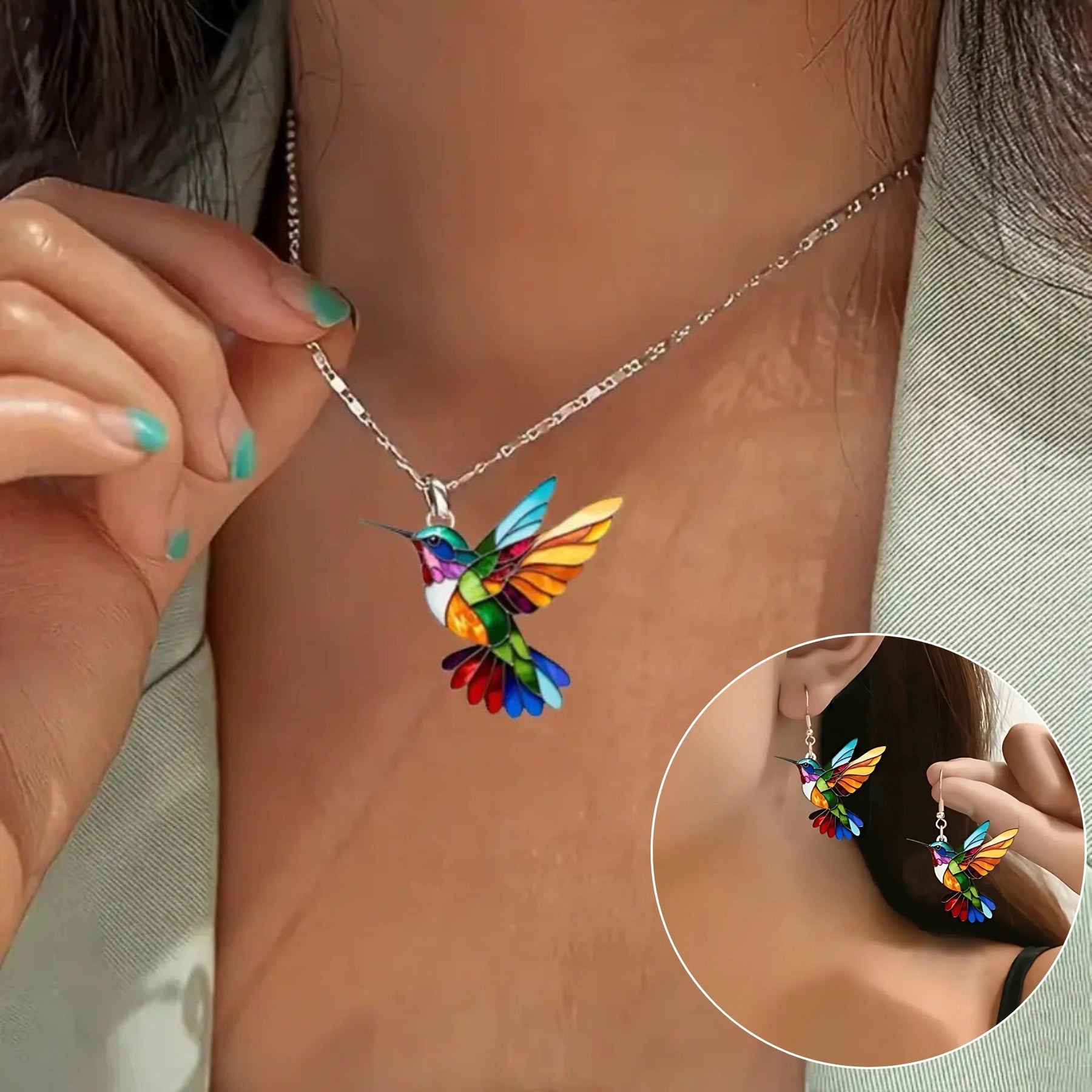 Naszyjnik Kolibri + Kolczyki Gratis