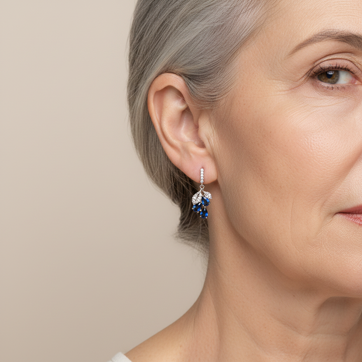 Eleganckie kolczyki z niebieskimi kryształami