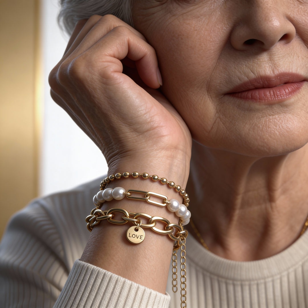 Złote Bransoletki z Perłami
