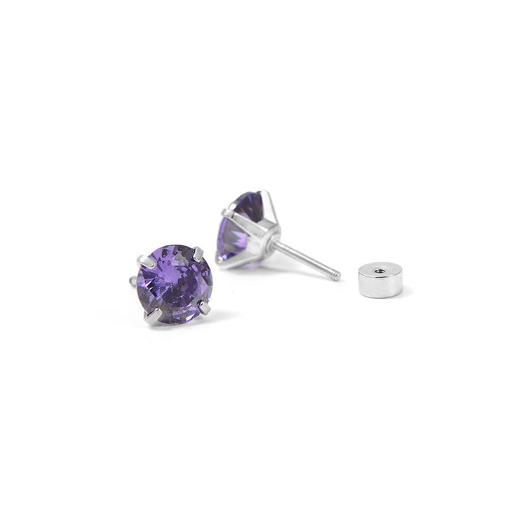 Kolczyki okrągłe Amethyst | Białe Złoto