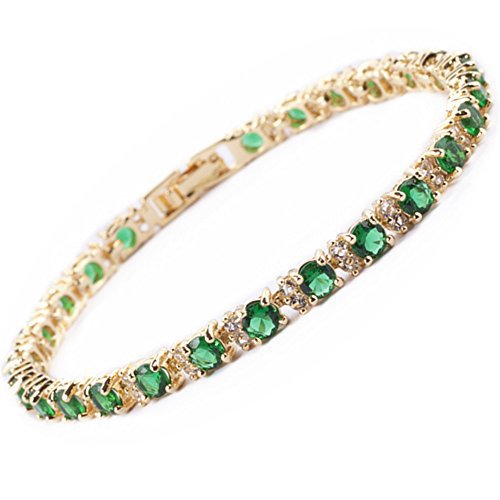 Złota bransoletka tenisowa Emerald Trio