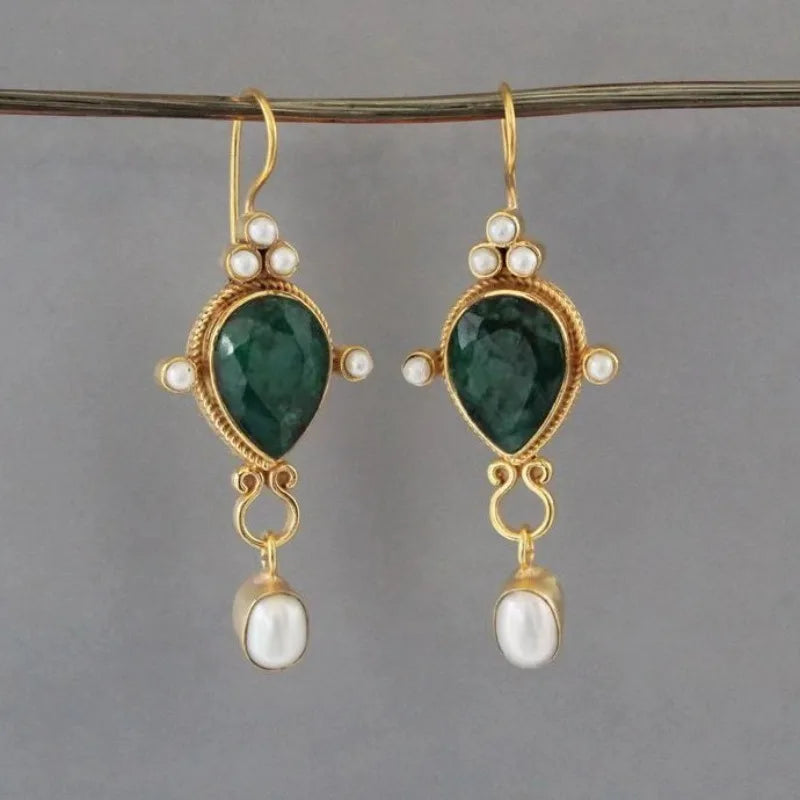 Vintage Kolczyki z Rubinem i Perłą