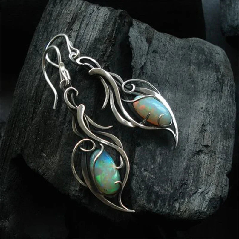 Kolczyki Vintage Srebro Opal