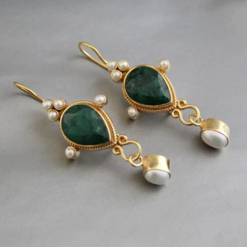 Vintage Kolczyki z Rubinem i Perłą