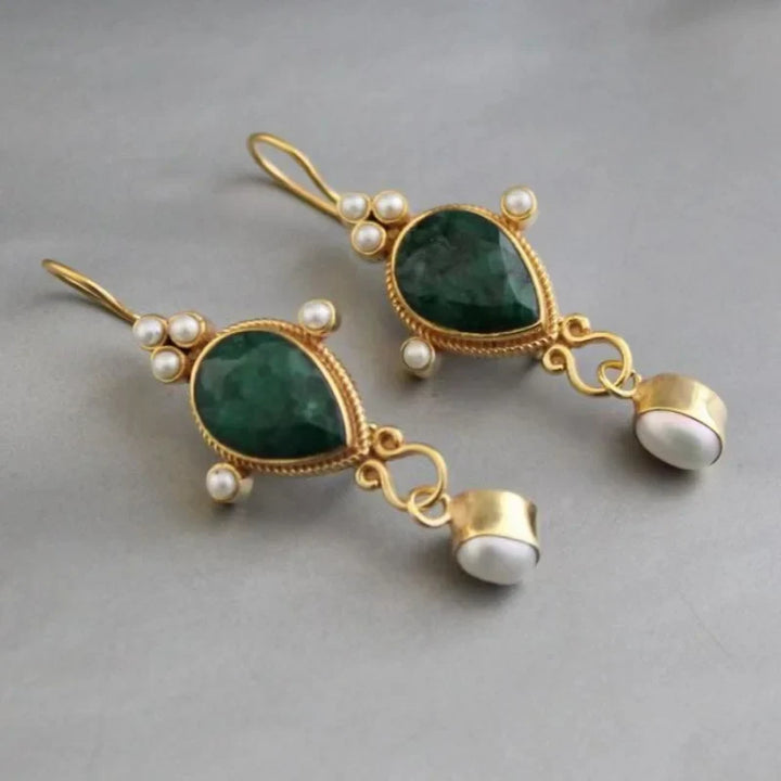 Vintage Kolczyki z Rubinem i Perłą