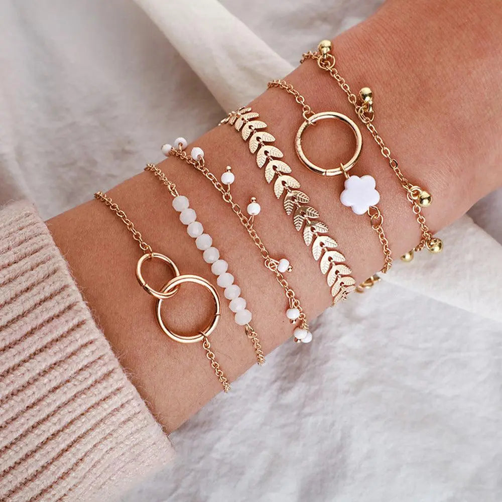 Zestaw Złotych Bransoletek w Stylu Boho