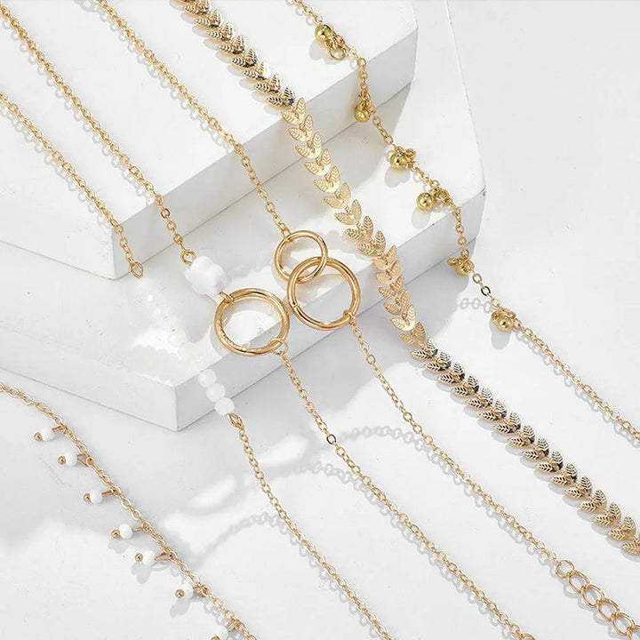 Zestaw Złotych Bransoletek w Stylu Boho