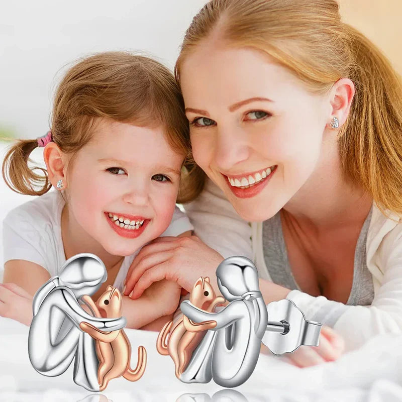 Kolczyki Uścisk Kota Srebro Złoto