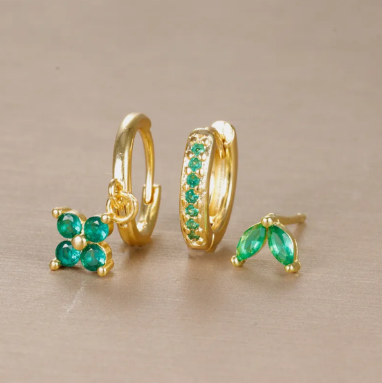 Zestaw Kolczyków Diamenty Kwiat