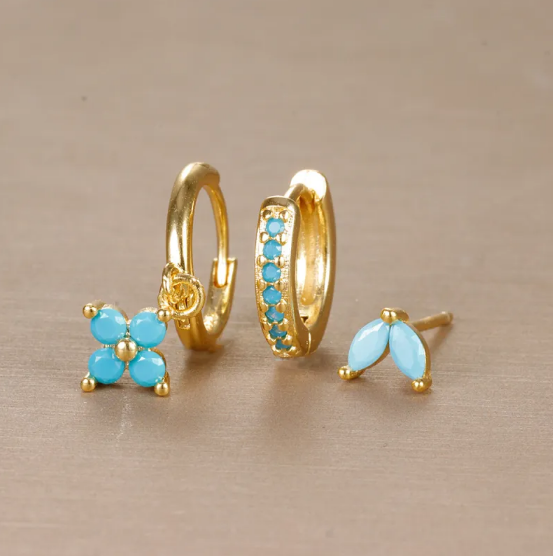 Zestaw Kolczyków Kwiat Diamenty