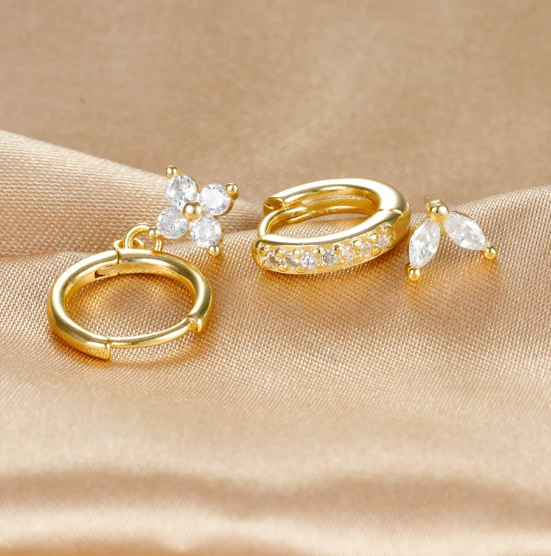 Zestaw Kolczyków Kwiat Diamenty