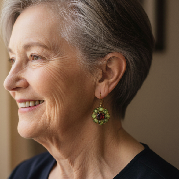 Kolczyki Vintage Okrągłe Zielone