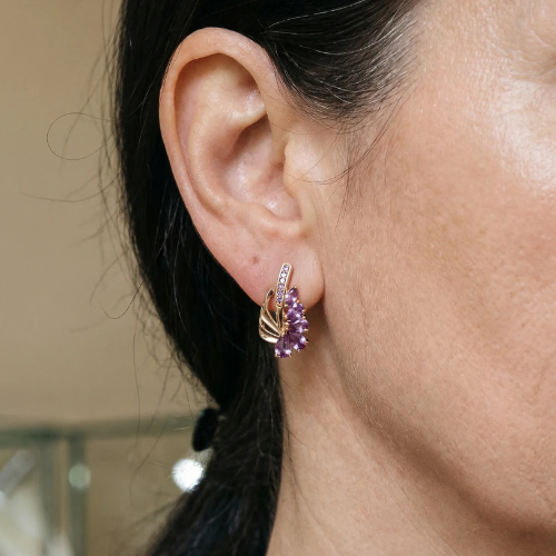 Kolczyki Viorelle Amethyst Wing | Różowe Złoto