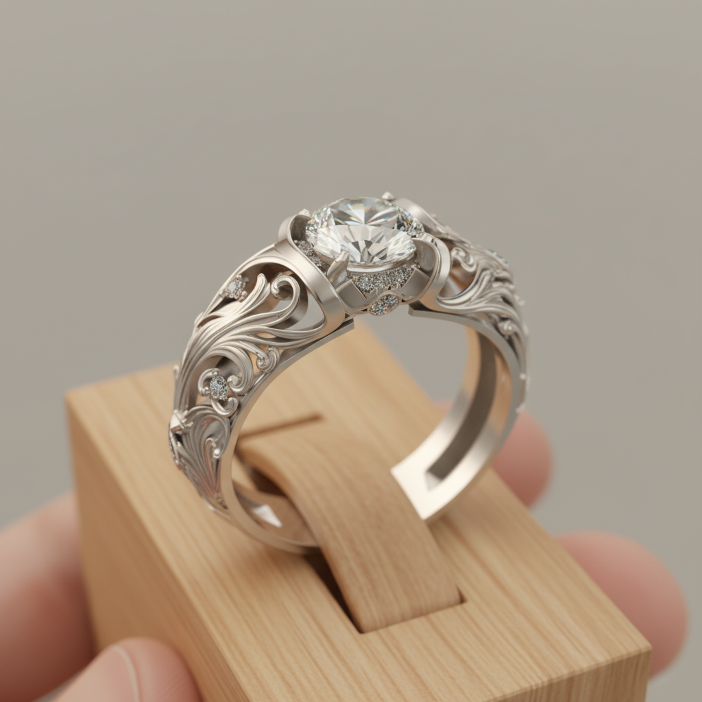 Pierścionek Egzotyczny z Kryształu Srebrnego