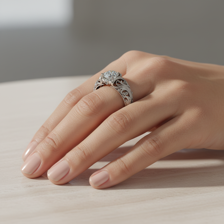 Pierścionek Egzotyczny z Kryształu Srebrnego