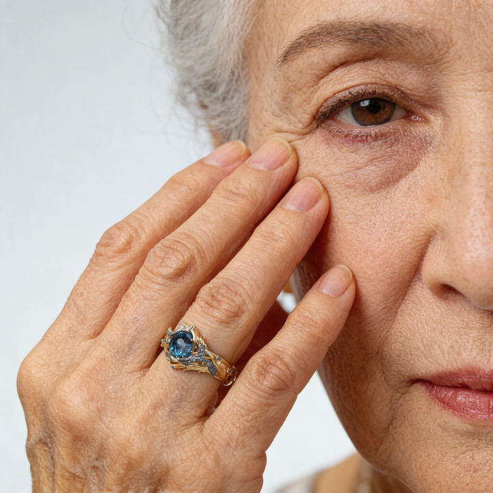 Pierścionek Vintage z Złotym Kamieniem Księżycowym