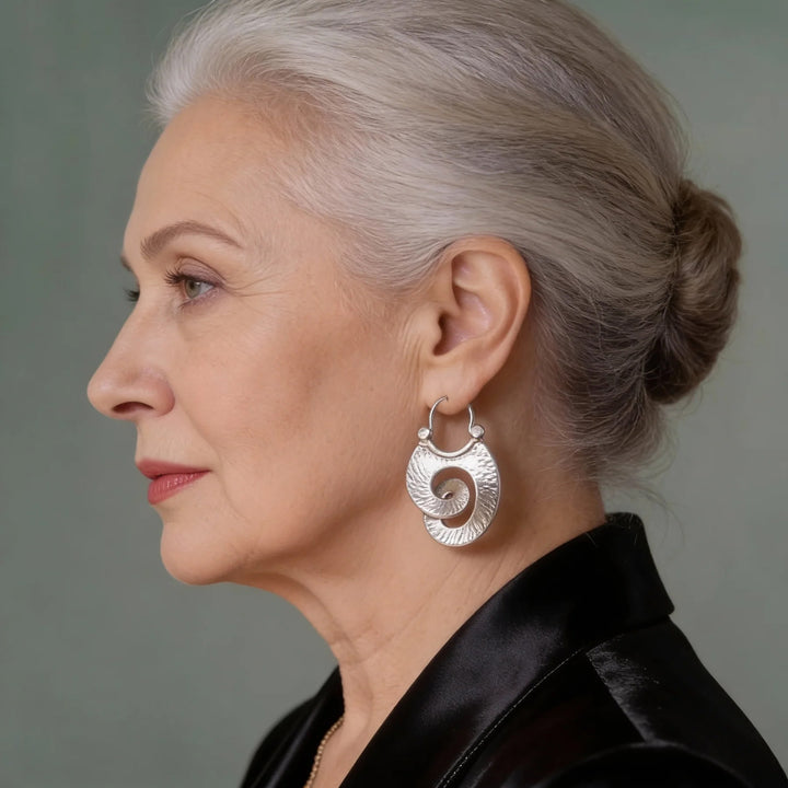 Vintage Srebrne Kolczyki ze Spiralą