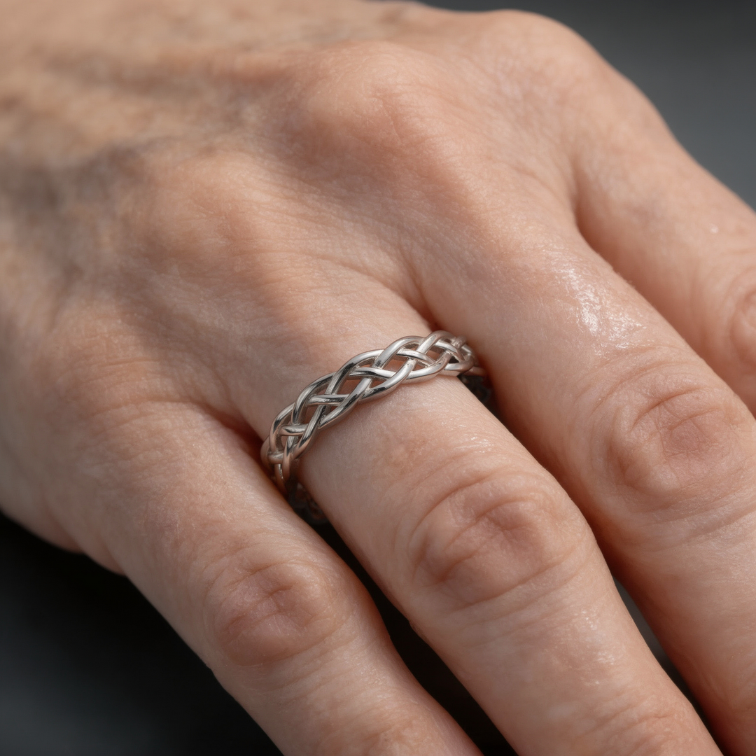 Pierścionek Srebrny Pleciony Skręcany