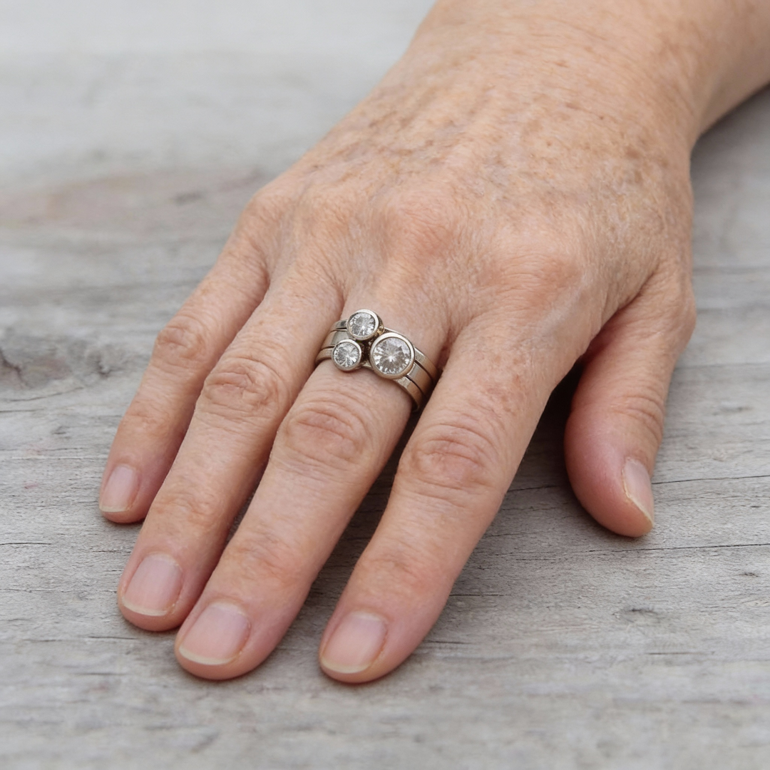 Potrójny Pierścionek Vintage z Cyrkoniami