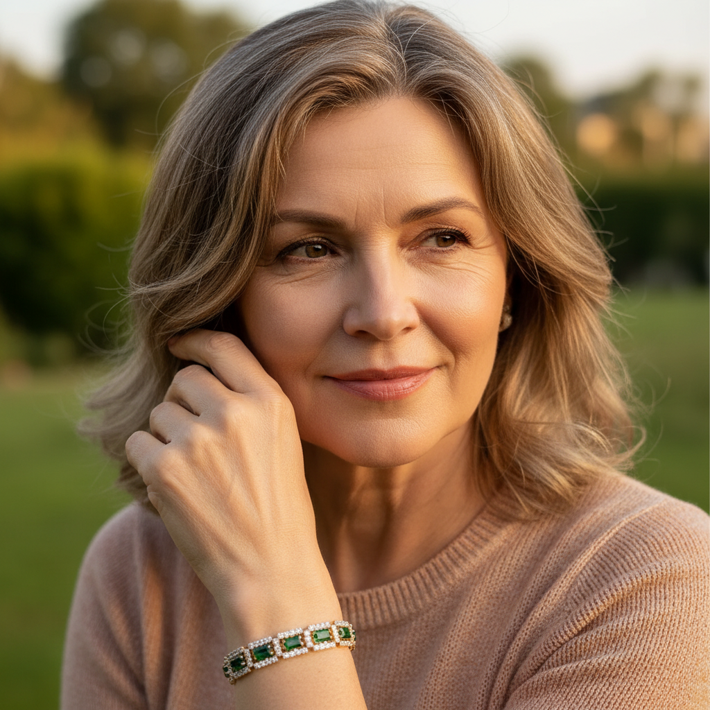 Złota Bransoletka Eliza ze Szmaragdem