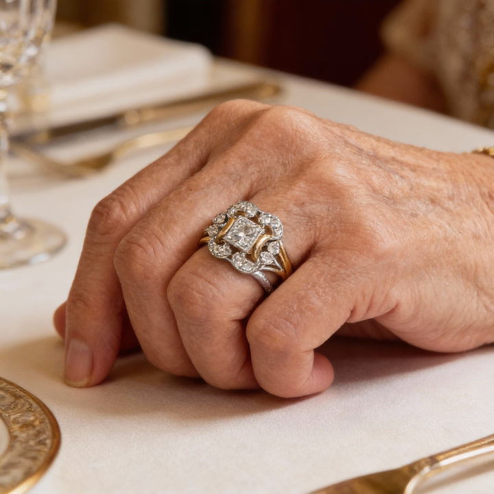 Pierścionek Vintage Złoty z Cyrkonią