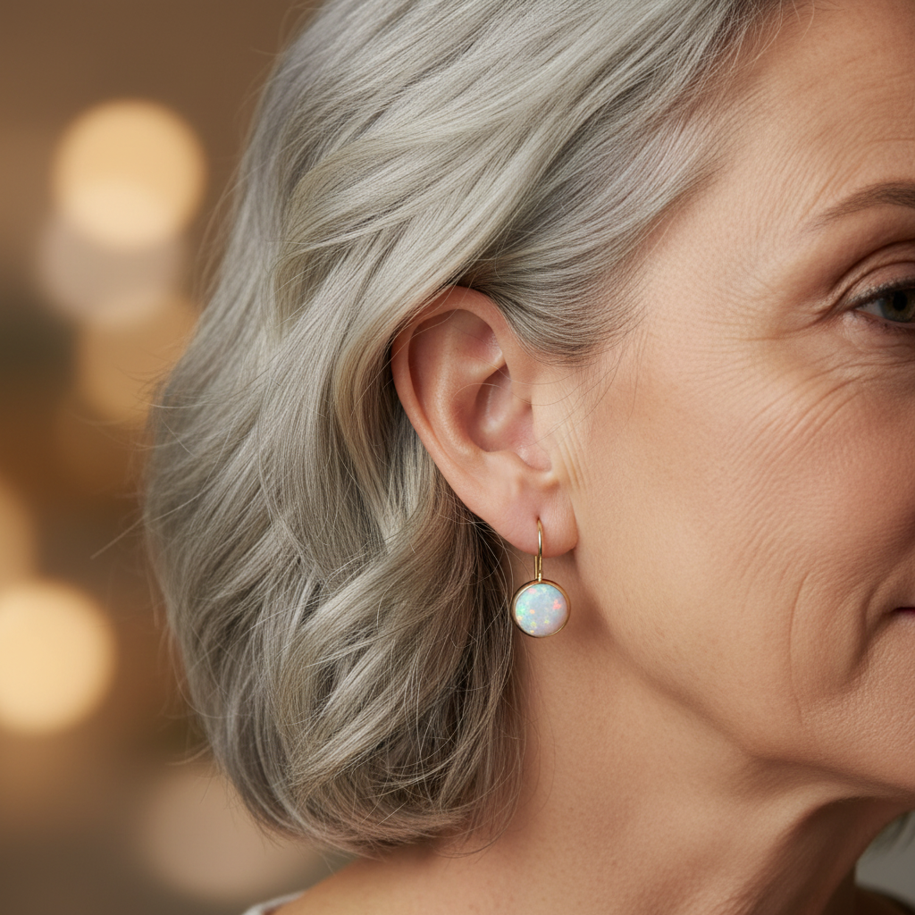 Vintage Złote Kolczyki z Kamieniem Opalowym