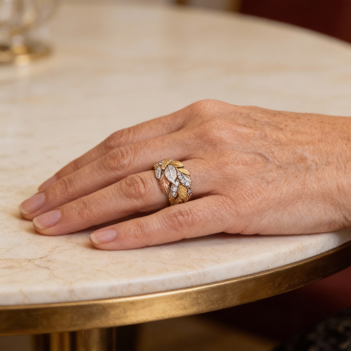 Pierścionek Jesień Złoto, Srebro i Miedź