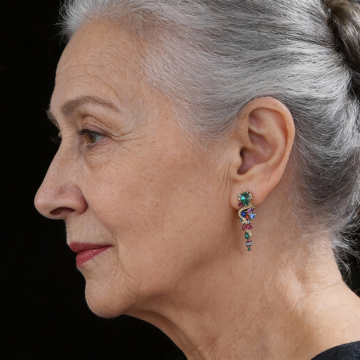 Złote Kolczyki z Wielokolorowymi Cyrkoniami