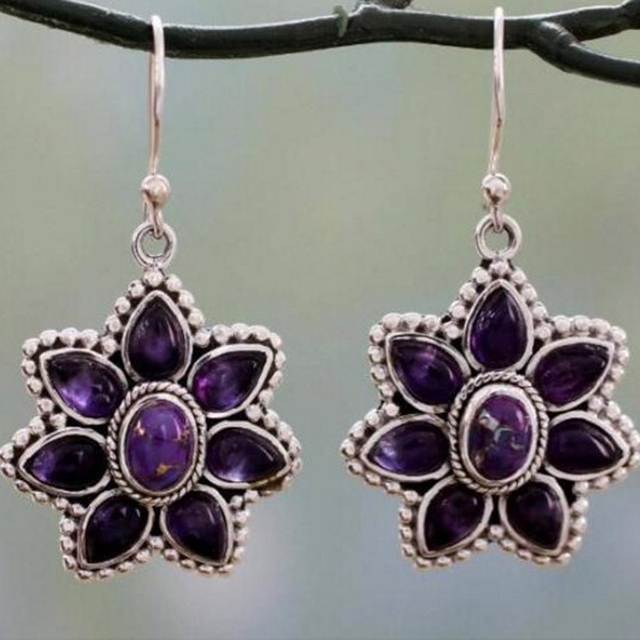 Kolczyki Vintage Kwiat Mauve