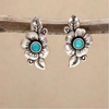 Kolczyki Boho Kwiat Opal Niebieski