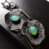 Kolczyki Boho Opal Zielony Srebro
