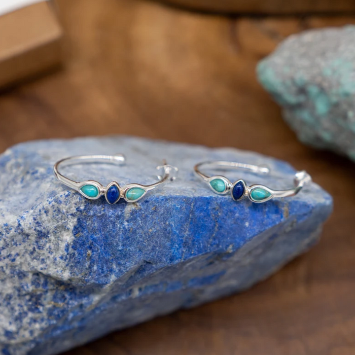 Vintage Kolczyki z Niebieską Emalią