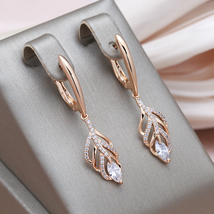 Kolczyki Eleganckie Liście Błyszczące