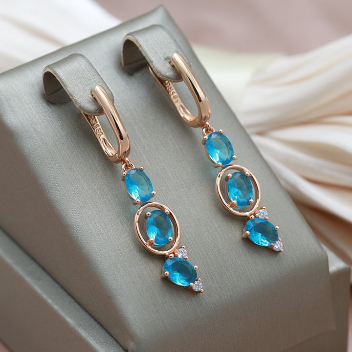 Kolczyki Eleganckie Kryształy Niebieskie