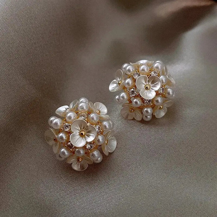 Kolczyki Kwiat Perły Eleganckie