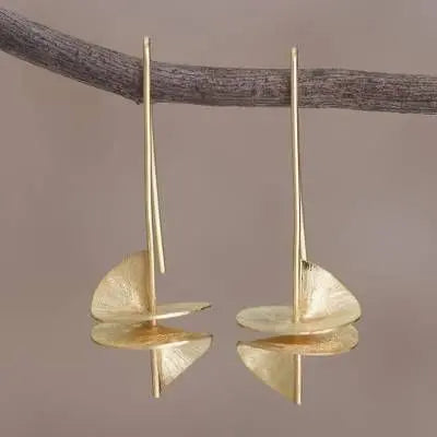 Kolczyki Eleganckie Łuski Złote